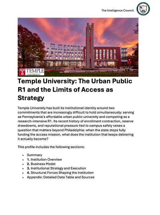 Temple University: The Urban Public R1 and the Limits of Access as Strategy
