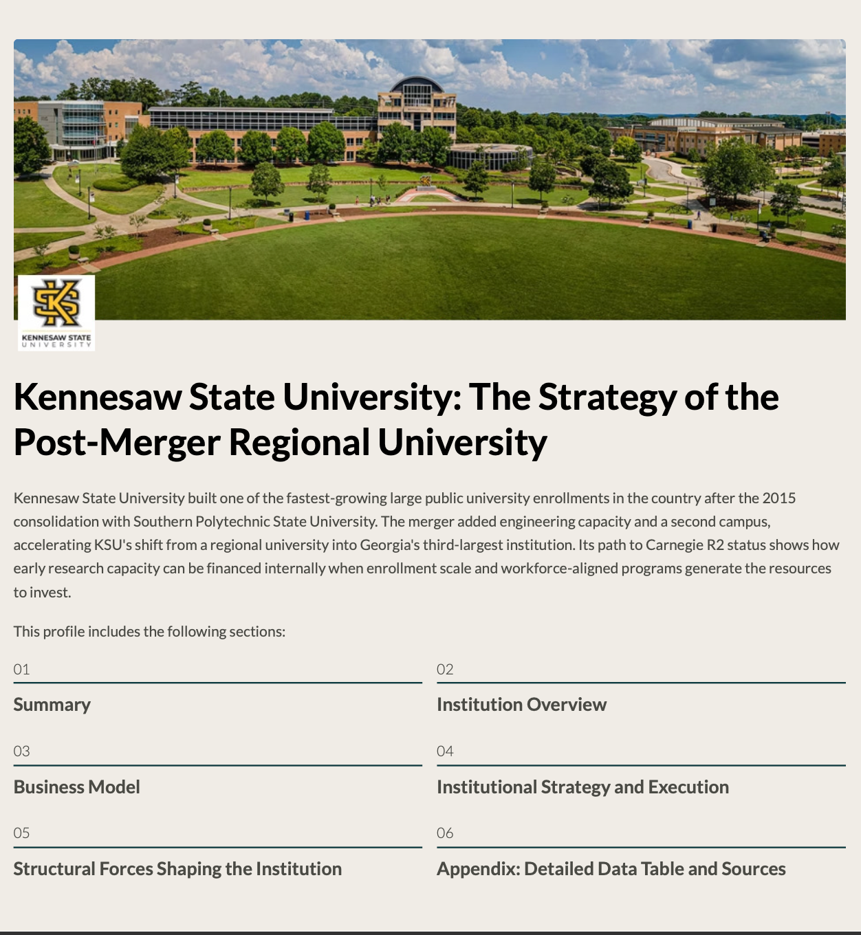 Kennesaw State: The Strategy of the Post-Merger Regional University (Institution-Use License)