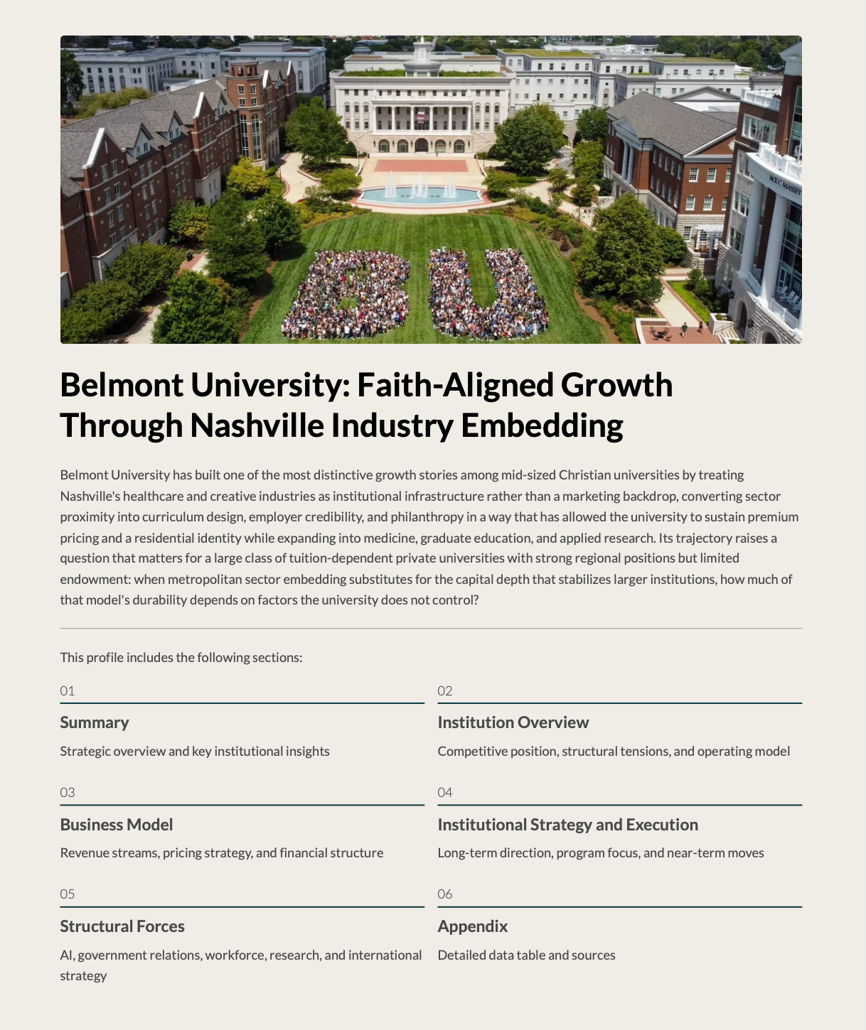 Belmont University: Faith-Aligned Growth Through Nashville Industry Embedding