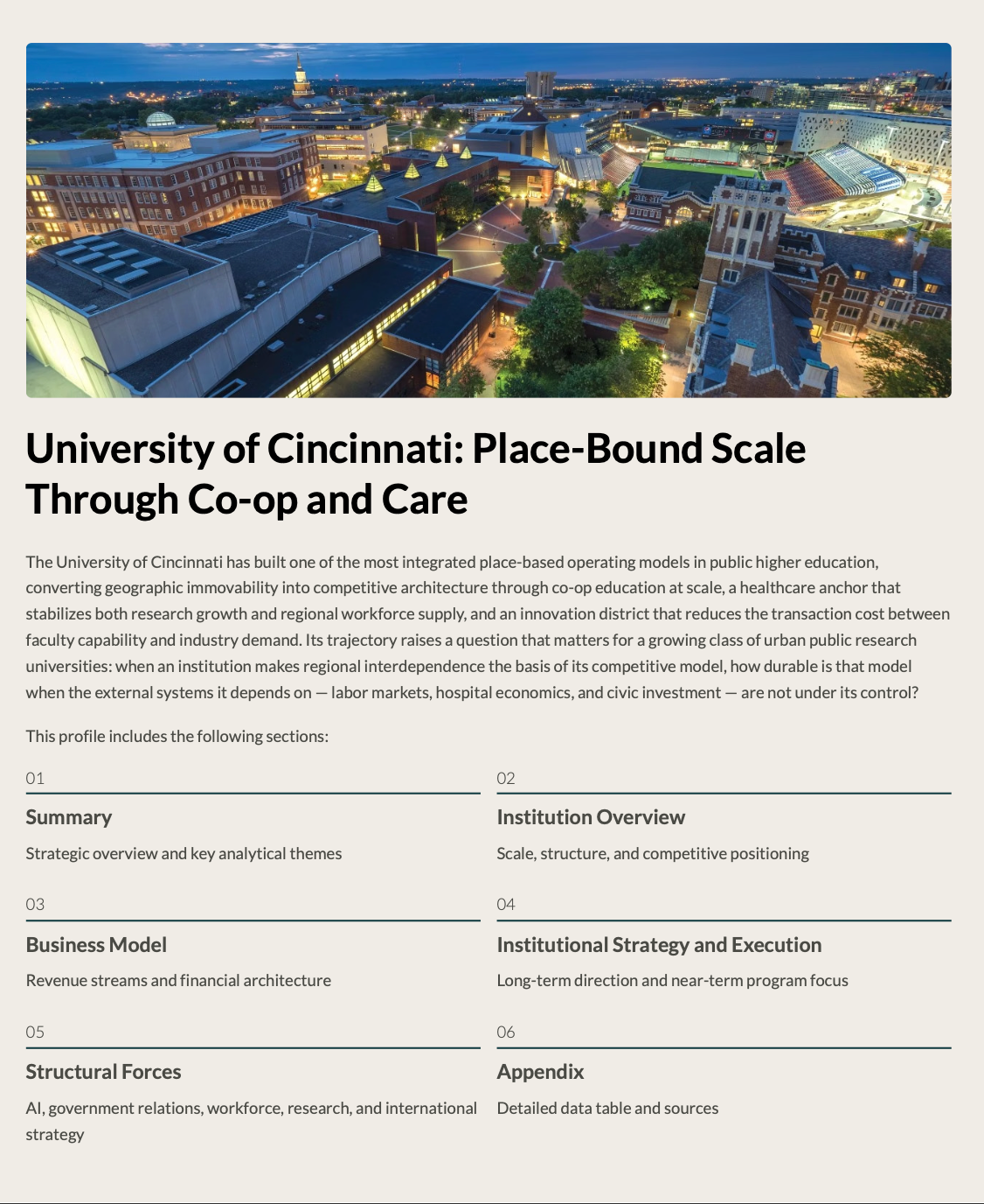 University of Cincinnati: Place-Bound Scale Through Co-Op and Care