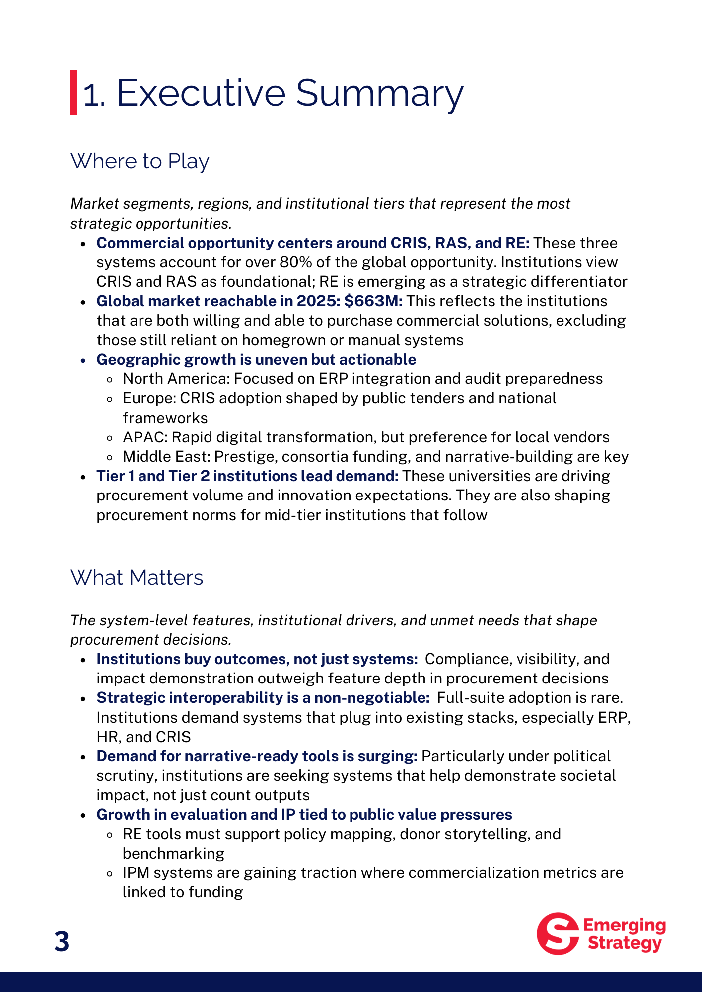 Report - Understanding Institutional Demand in Research Management Software: Where to Play, What Matters and Who Matters