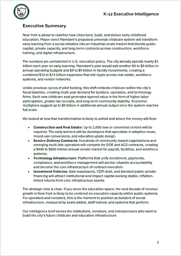 The Mamdani Economy: Childcare and Education