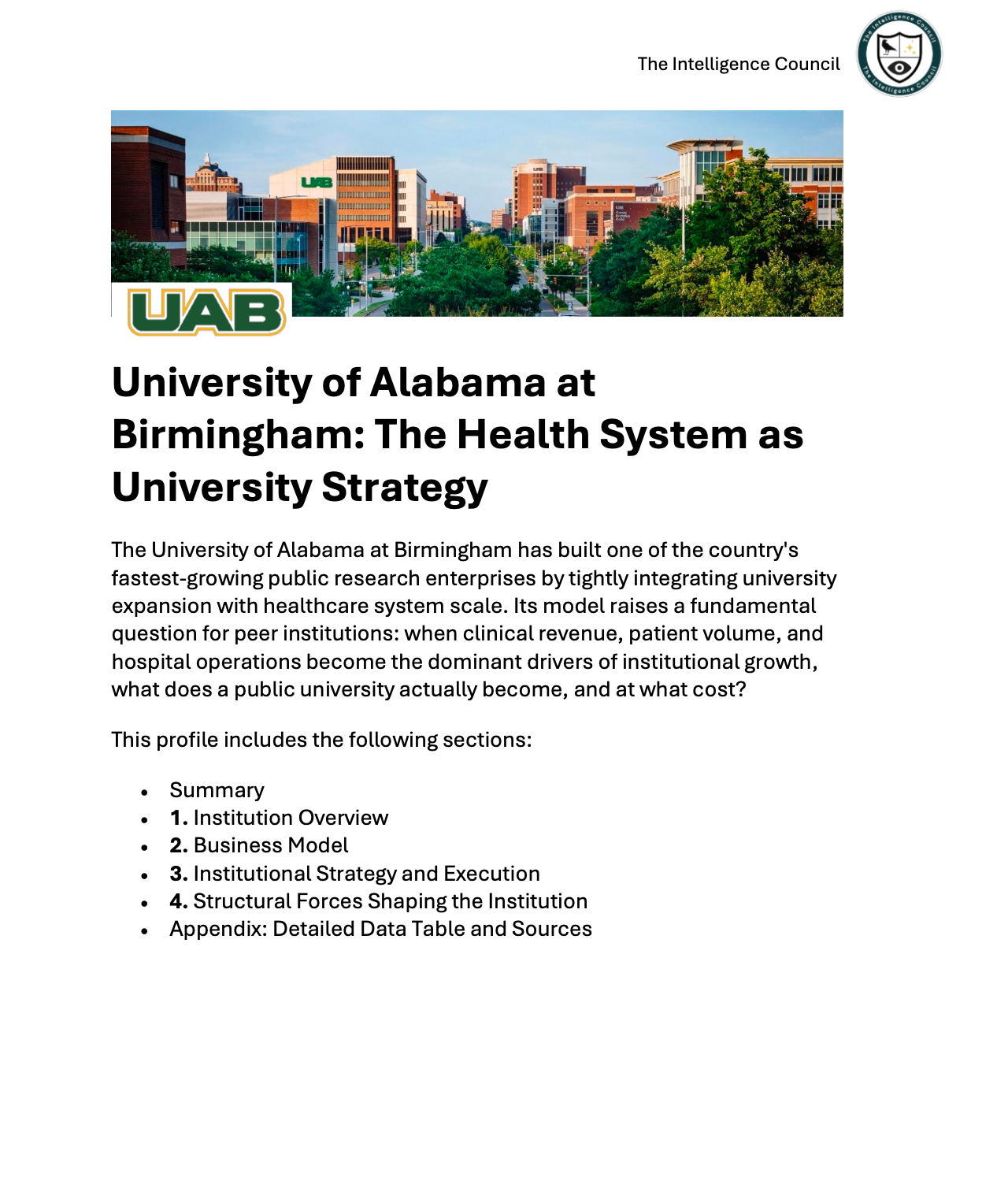 University of Alabama at Birmingham: The Health System as University Strategy