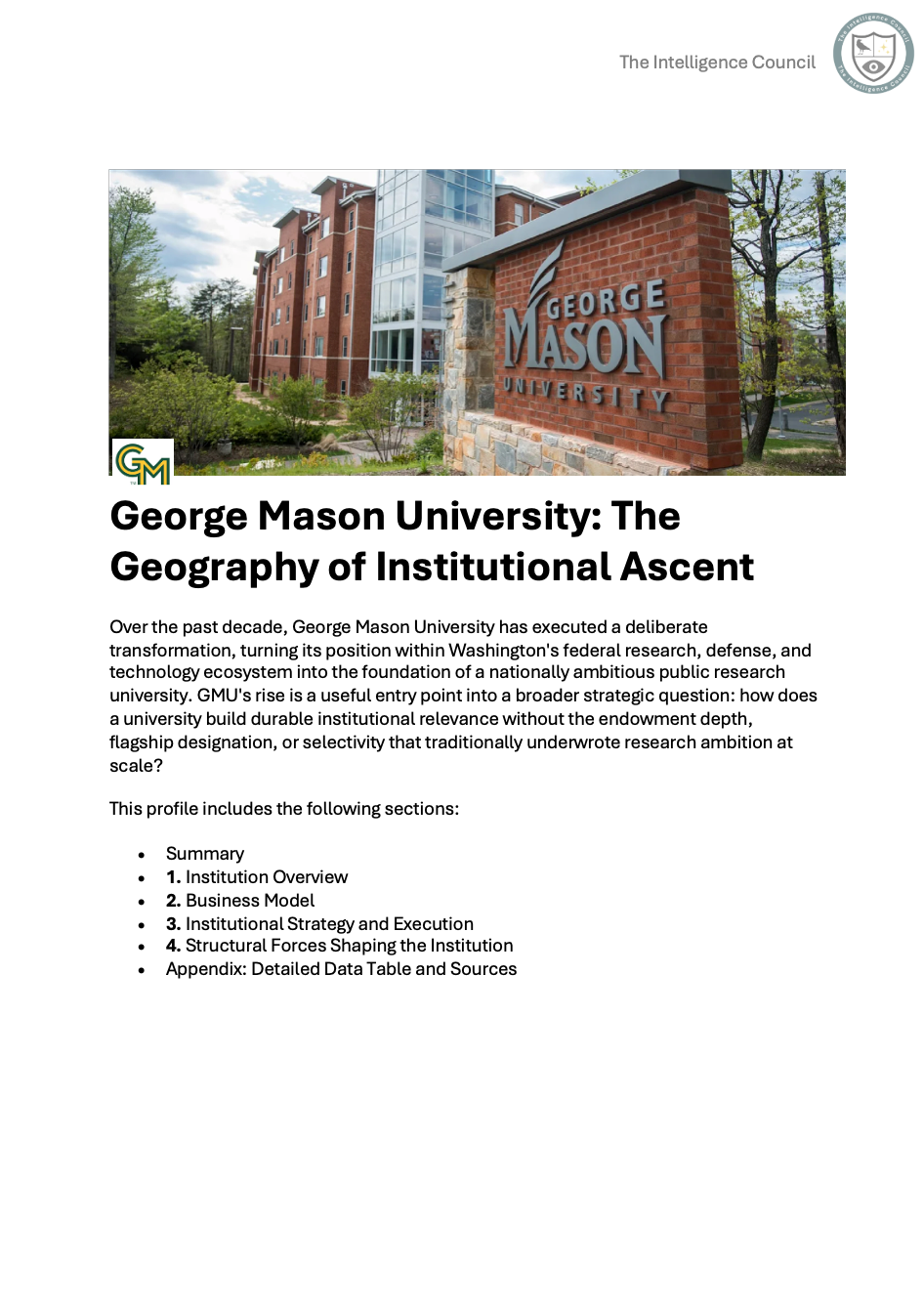George Mason University: The Geography of Institutional Ascent