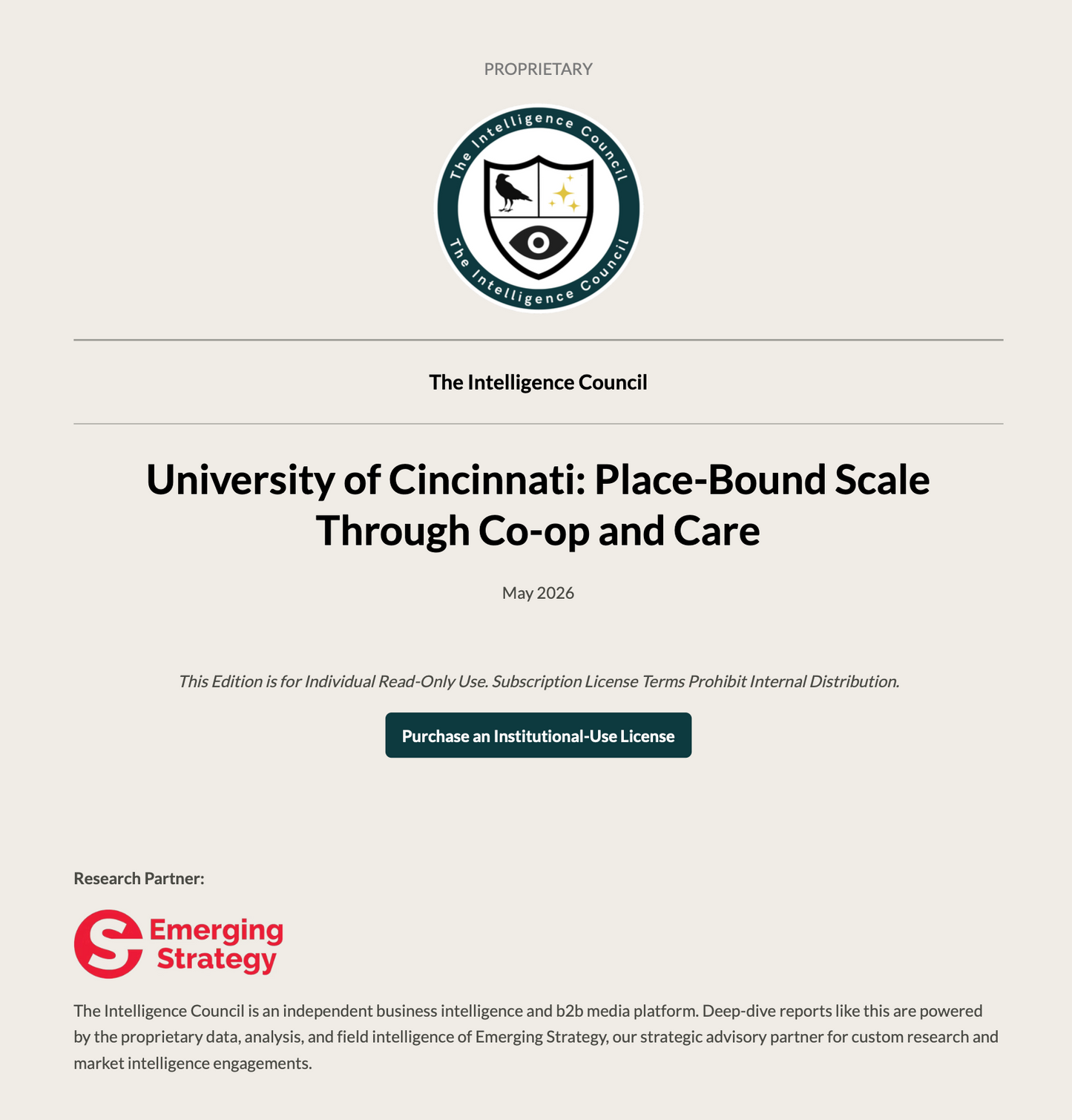 University of Cincinnati: Place-Bound Scale Through Co-Op and Care