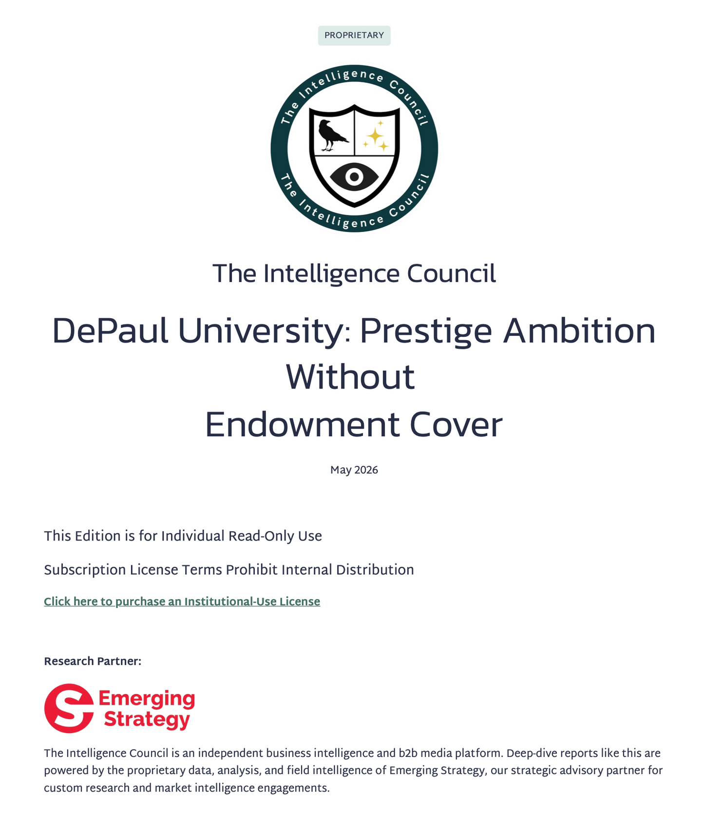 DePaul University: Prestige Ambition Without Endowment Cover